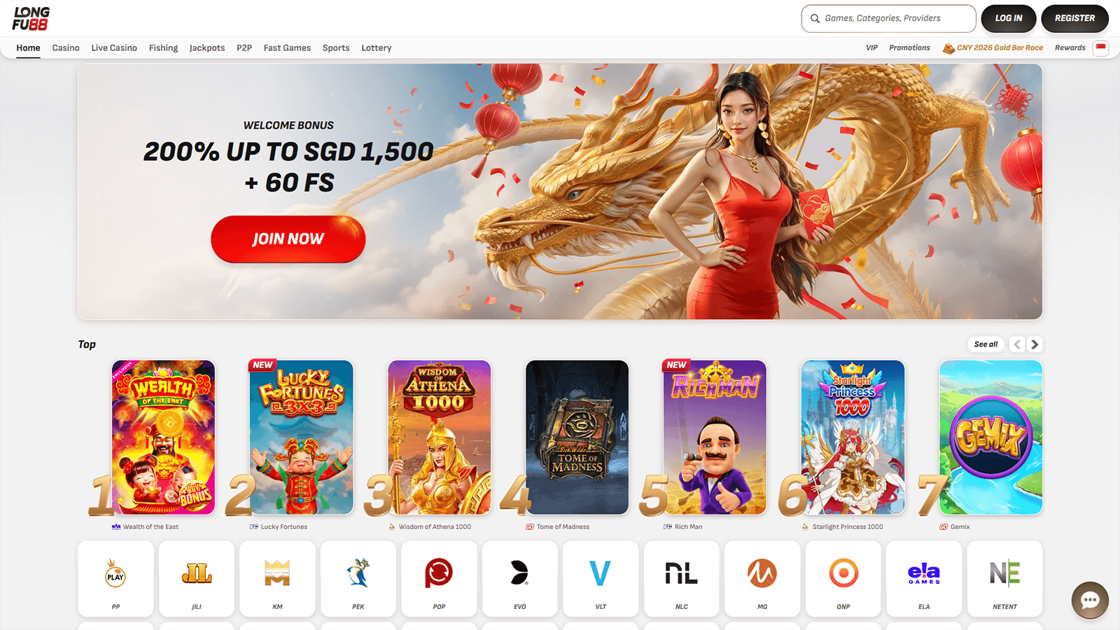 Longfu88 Casino Homepage in Singapore